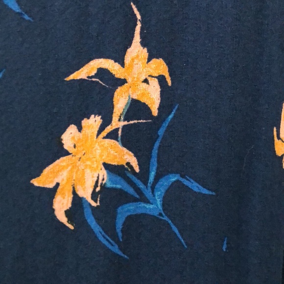 GENTLE FAWN | Robson Dress Small High Low Shift Navy Blue Orange Pink Rayon Midi - Picture 5 of 11